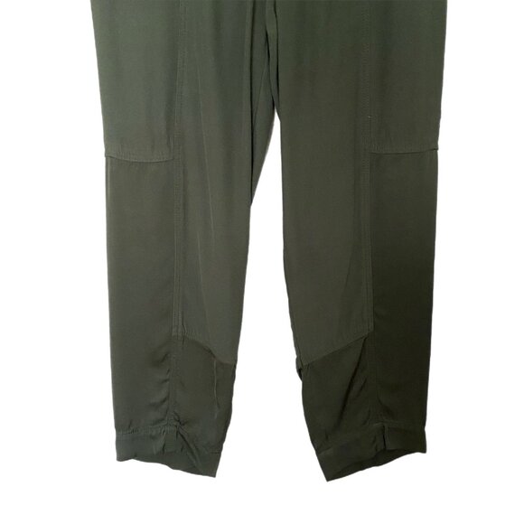 Per Se By Carlisle Women's Olive Green Gold Zip Pockets Satin Trim Pants Size 6 - Picture 4 of 6